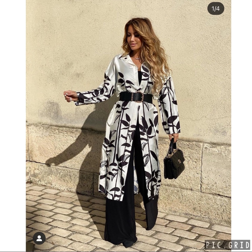 ZARA printed oversized button down dress